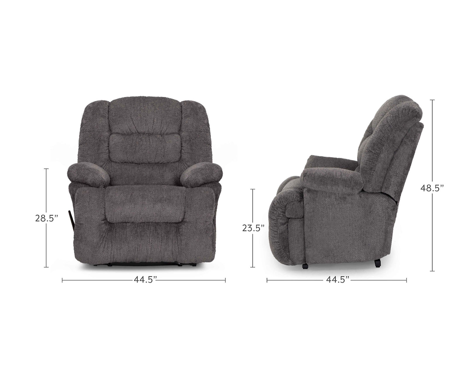 Everest 9517 500 lb. Oversized Big Man's Rocker Recliner Cement (Built Bigger. Built Stronger. Built for Serious Comfort) 2 colors - Dimensions