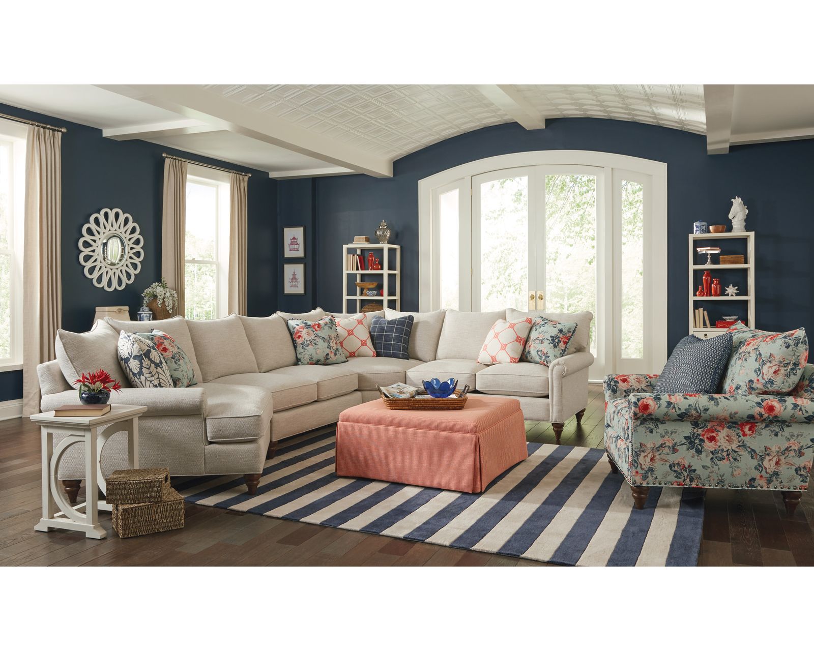 Paula Deen 123 Your Way Sectional (+100 High Performance Fabrics) - Layout O: Four Piece Sectional 144" x 95"