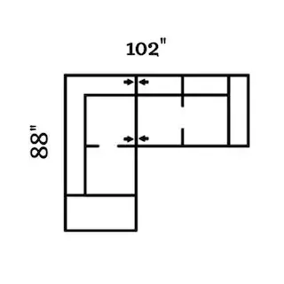 Layout C: Two Piece Sectional 88" x 102"