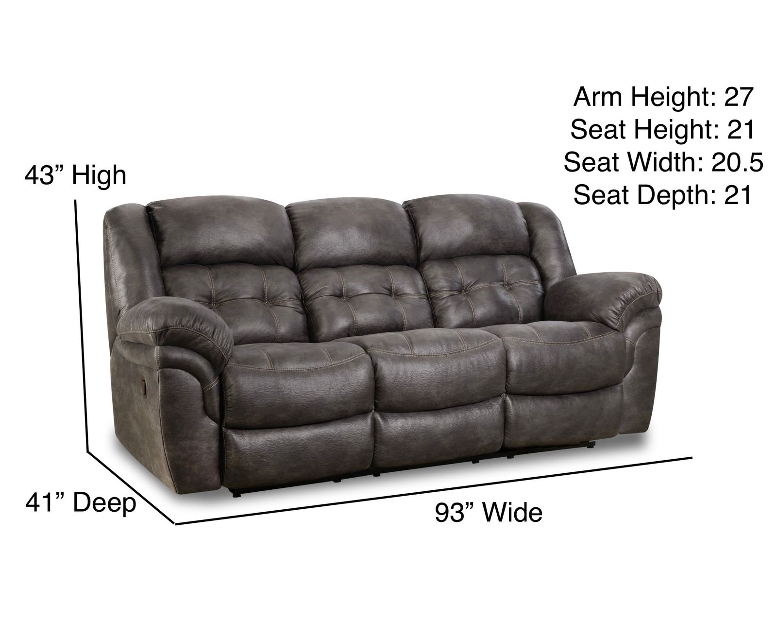 Haven 81" Reclining Console Loveseat Charcoal (In stock) - Haven 93" Reclining Sofa