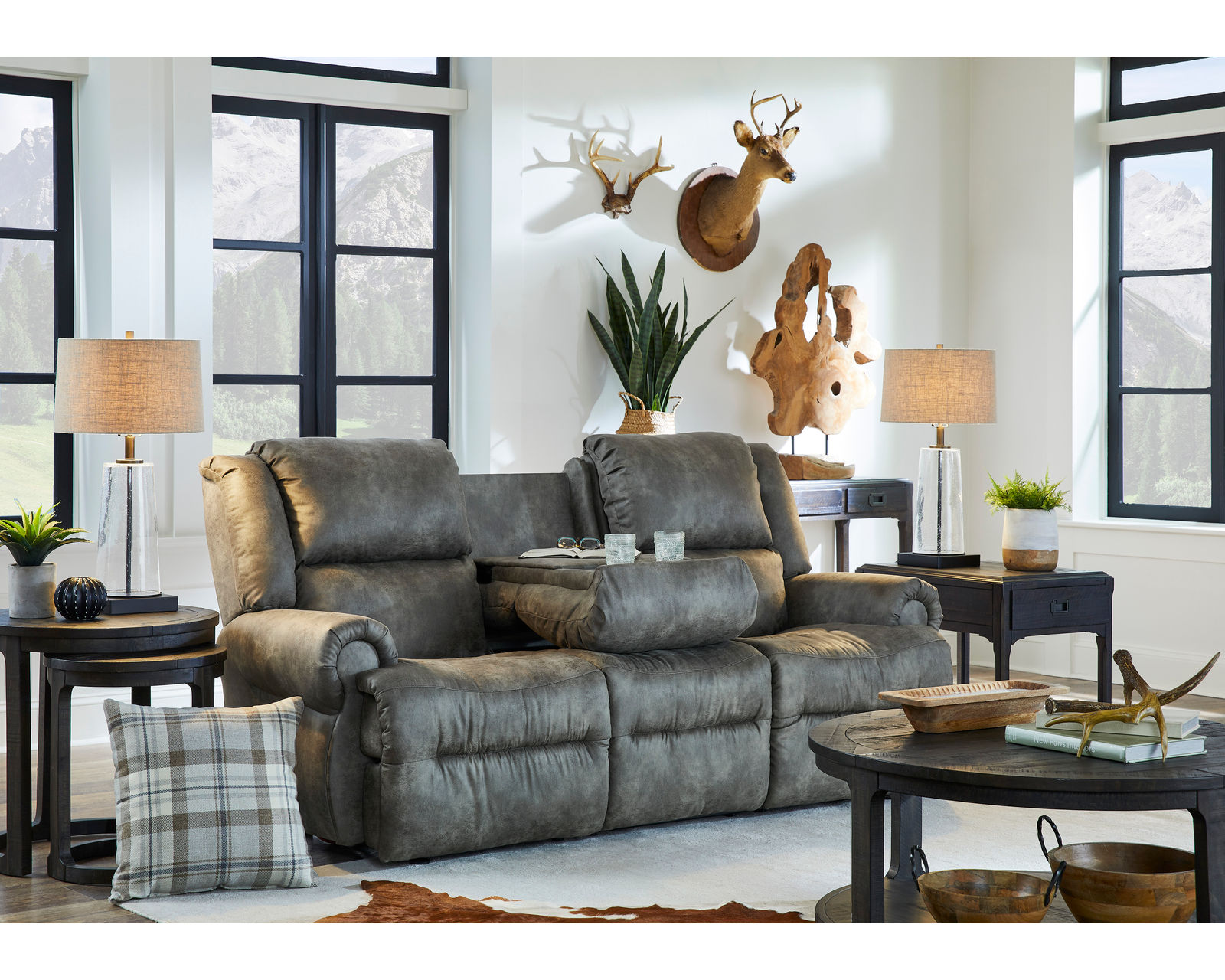 🎣 Genet 85" Reclining Sofa w/ Dropdown Table (+65 colors)