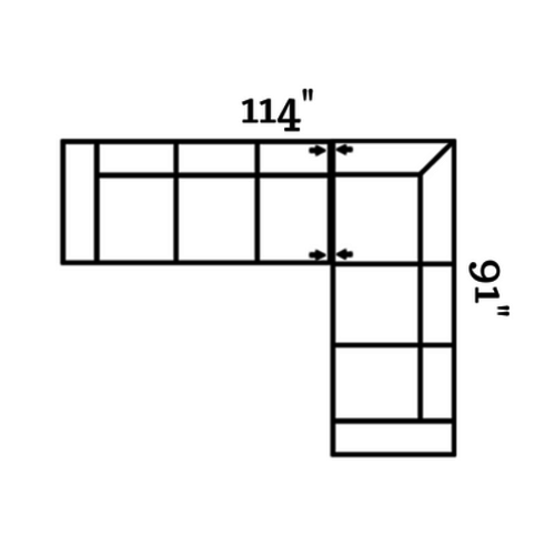 Layout D: Two Piece Sectional 114" x 91"