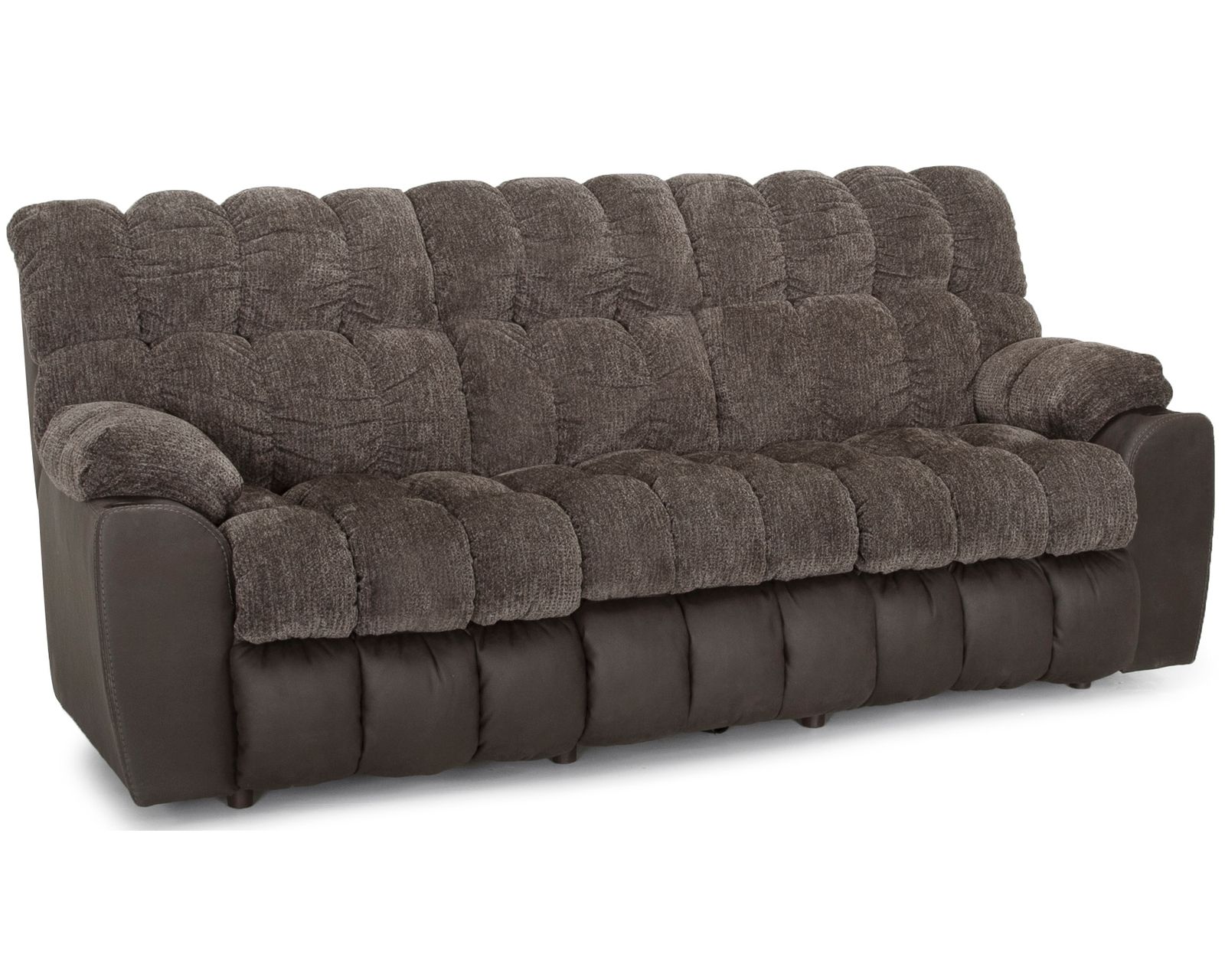 Westwood 88.5" Reclining Sofa with Drop-Down Table, Reading Lights, Cupholders & Storage Drawer (Movie-Night Comfort. Entertainment Built Right In) - Two Tone Leather Like Fabric/Fabric Combination
