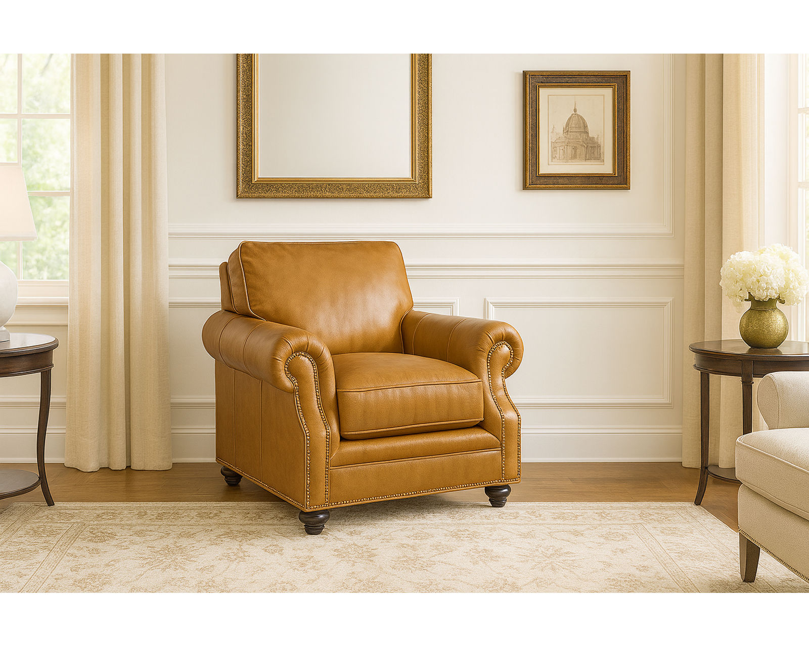 Bradington Young Warner 220 Loveseat (12 leathers) 8-Way Hand Tie - Warner Stationary Chair 8-Way Hand Tie