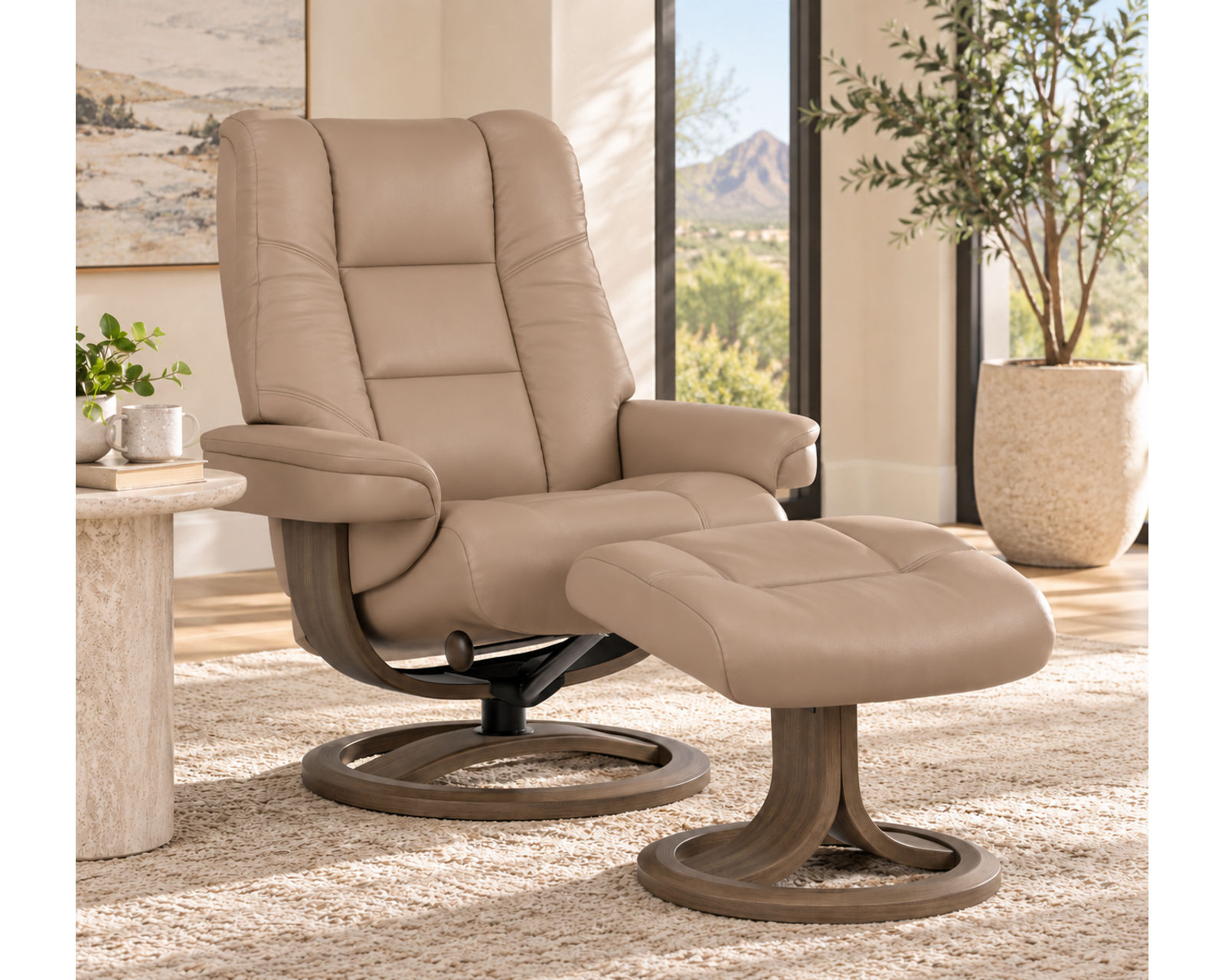 Nordic 63 Reclining Chair & Footstool Ash (IN STOCK) Plush Scandinavian Comfort. Made to Fit You - Available in Standard, Large or Extra Large Sizes