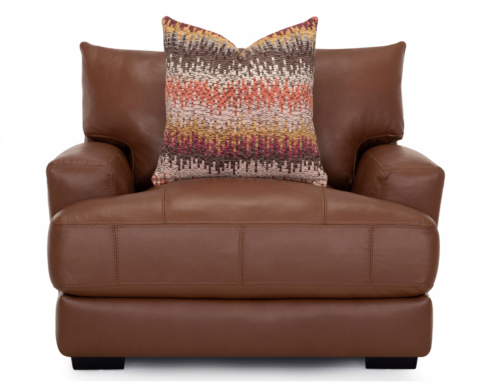 Gia 909 Leather Stationary Sofa (87") Includes Pillows - Take an Extra 25% off This Chair and a Half