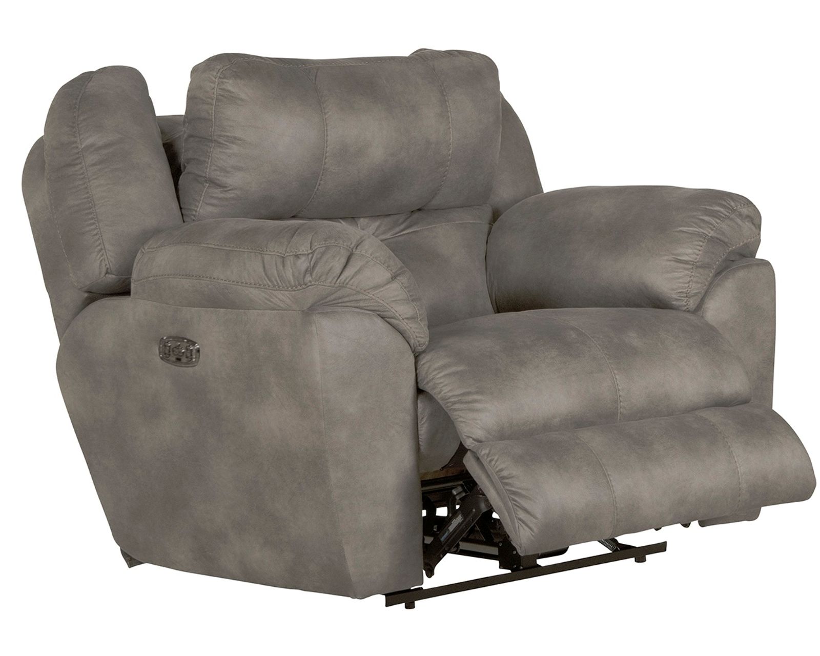 Ferrington 90" Lay Flay Power Headrest Reclining Sofa (2 colors)  - Shown in Leather Like Fabric Steel