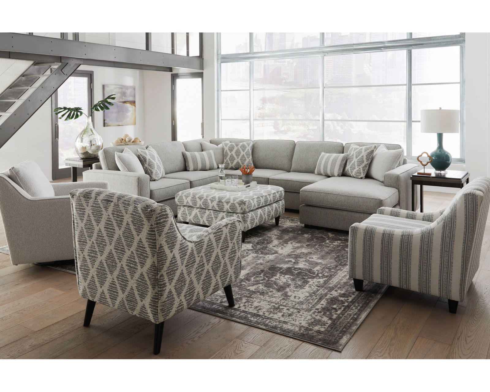 Durango Foam Four Piece Chaise Sectional - performance fabric (includes pillows) 137" x 107" - (b) Durango Foam Four Piece Sectional - 107" x 137"