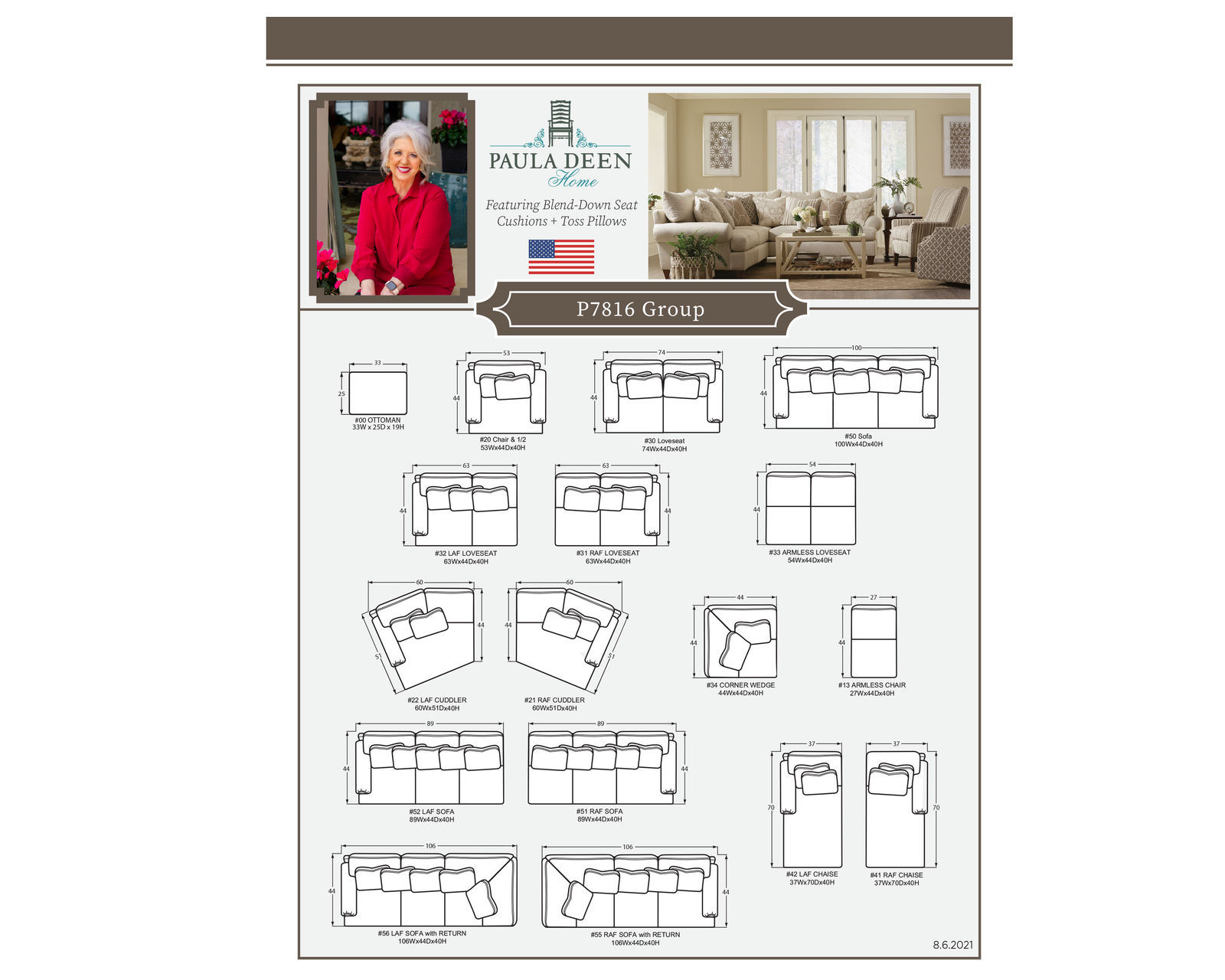 Royston Stationary Sectional (Performance fabrics) P7816BD-Sect - Pieces available