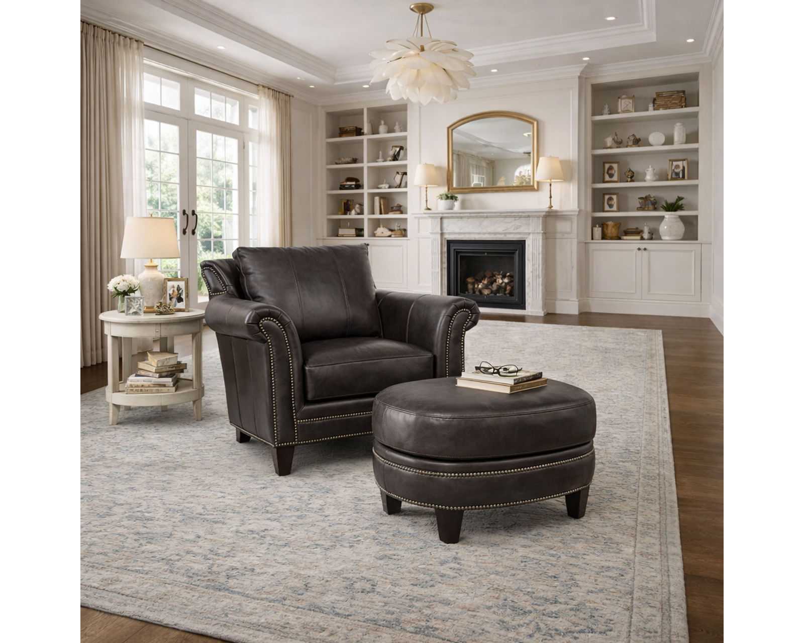 Bradington Young Richardson 866 Sofa (12 leathers) 8-Way Hand Tie - Richardson Stationary Chair 8-Way Hand Tie