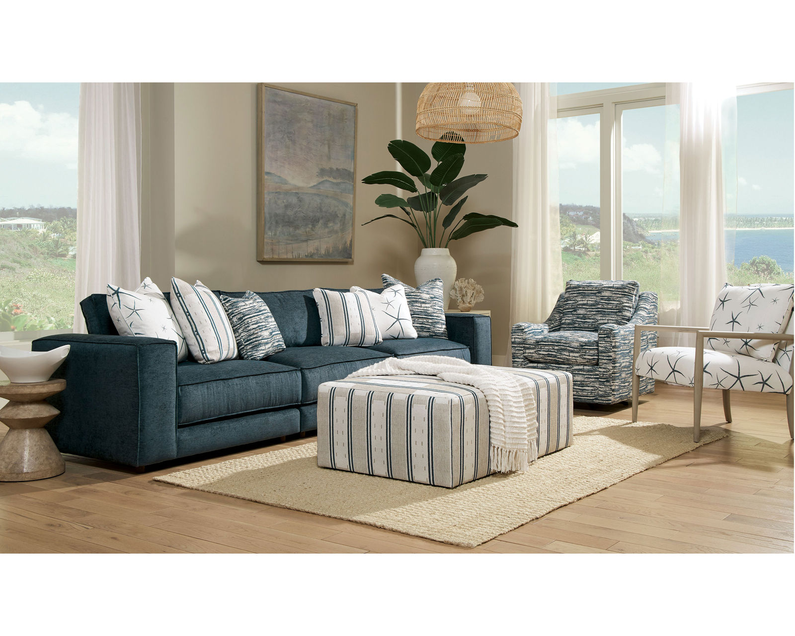 Boston 7348 Stationary Sectional (+100 performance fabrics) - Layout A: Three Piece Sectional 130" Wide
