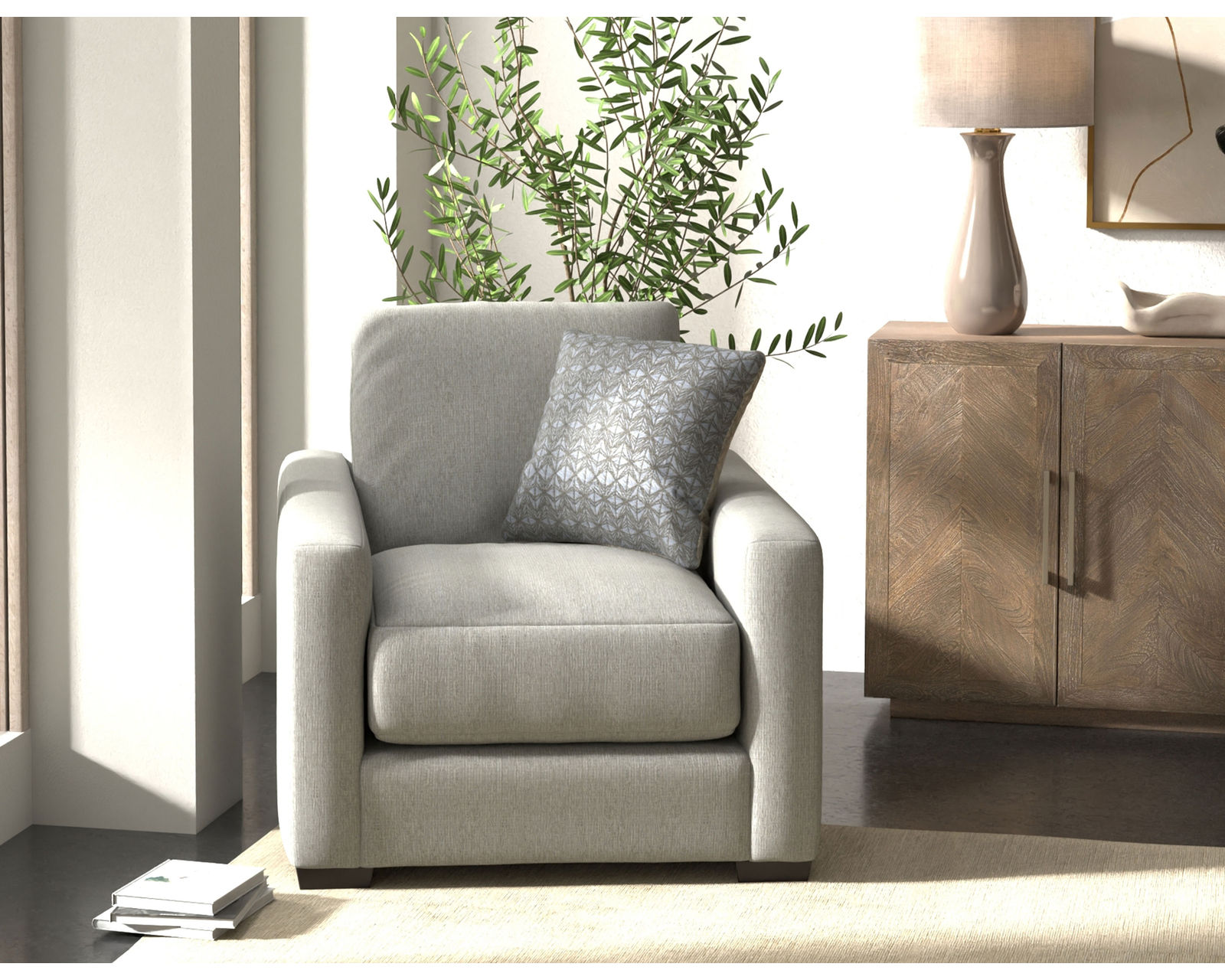 Hyde Park 94" Stationary Sofa (2 colors) includes pillows - Hyde Park Chair in Stone
