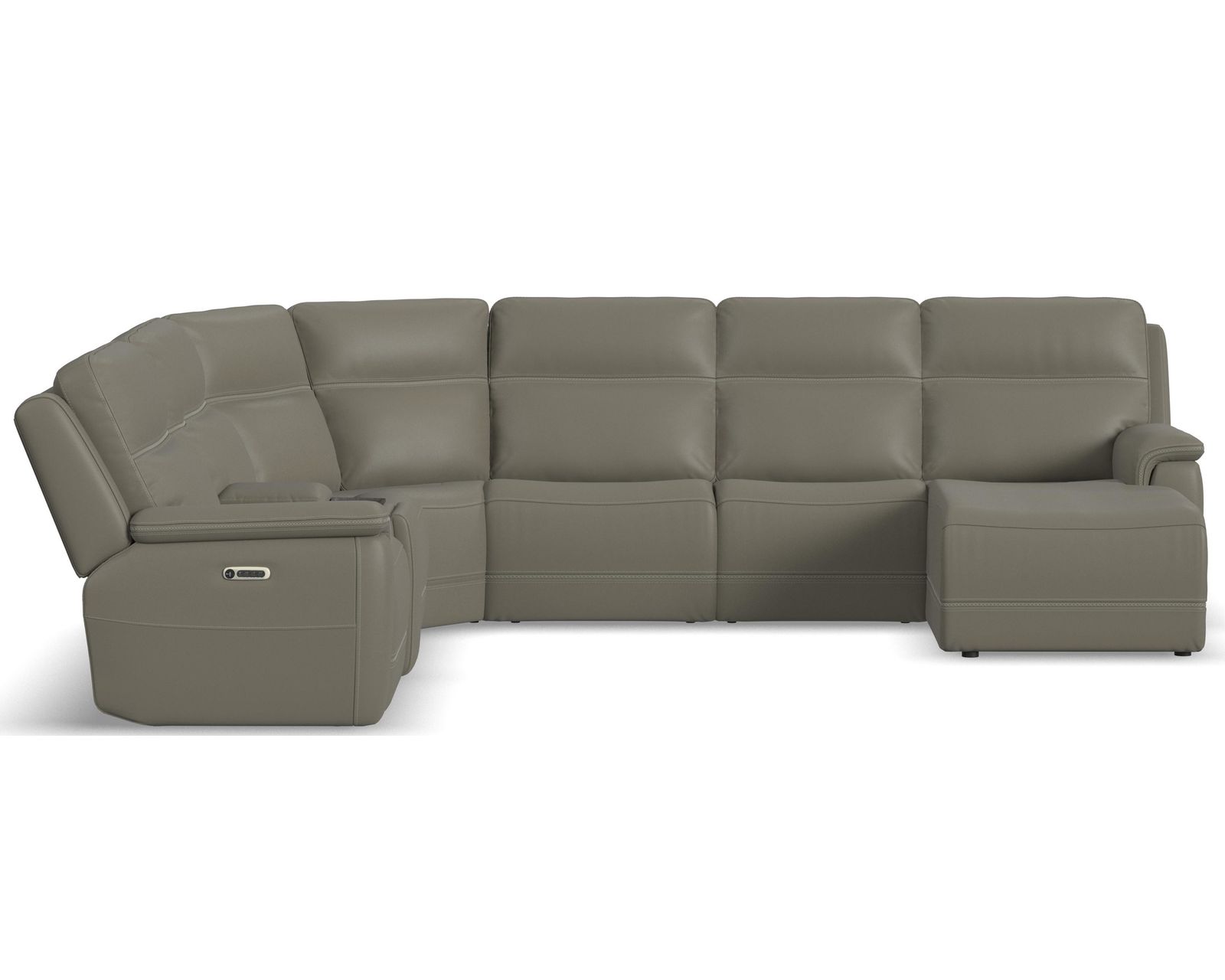 Sawyer Triple Power Reclining Sectional 009-01 (3 colors) In stock - Layout D: Seven Piece Reclining Sectional 125" x 142" (2 recliners)