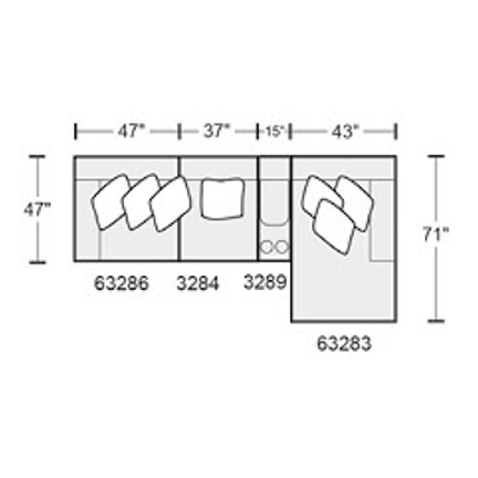 Layout B: Four Piece Sectional 142" x 71" (2 recliners)