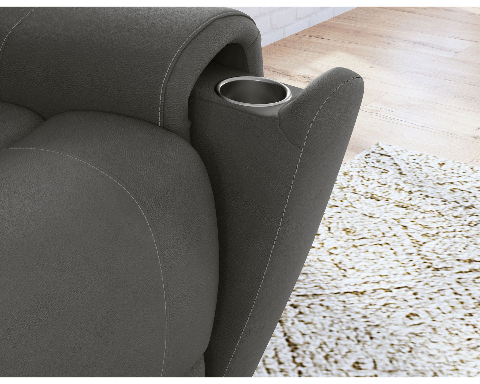 Carter 1587 Triple Power Reclining Sofa (+2 colors) In Stock - Zero Gravity - Reclining arms feature a pop-out cupholder for beverage storage