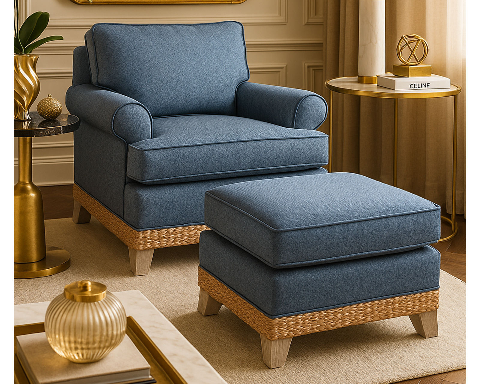 Fairwind Accent Chair (+ 69 fabrics) - Fairwind Rattan Chair and Ottoman