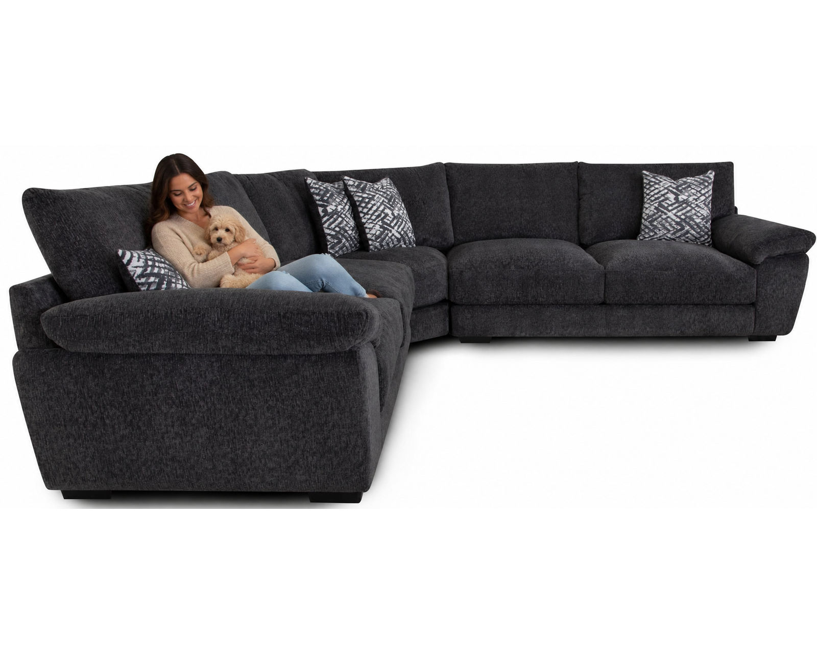 Portland 840 Three Piece Sectional (Oversized Comfort. Rich Texture. Made for Relaxing) - A Complete Designer Look. One Beautifully Coordinated Room.