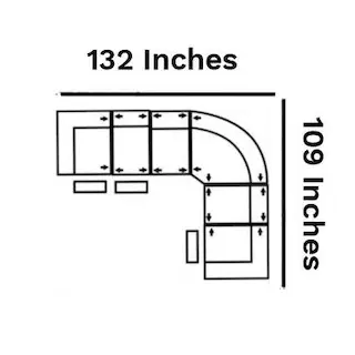 Layout D: Six Piece Sectional 132" x 109" (3 Recliners)