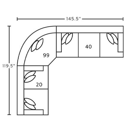 Layout A: Three Piece Sectional 119.5 x 145.5