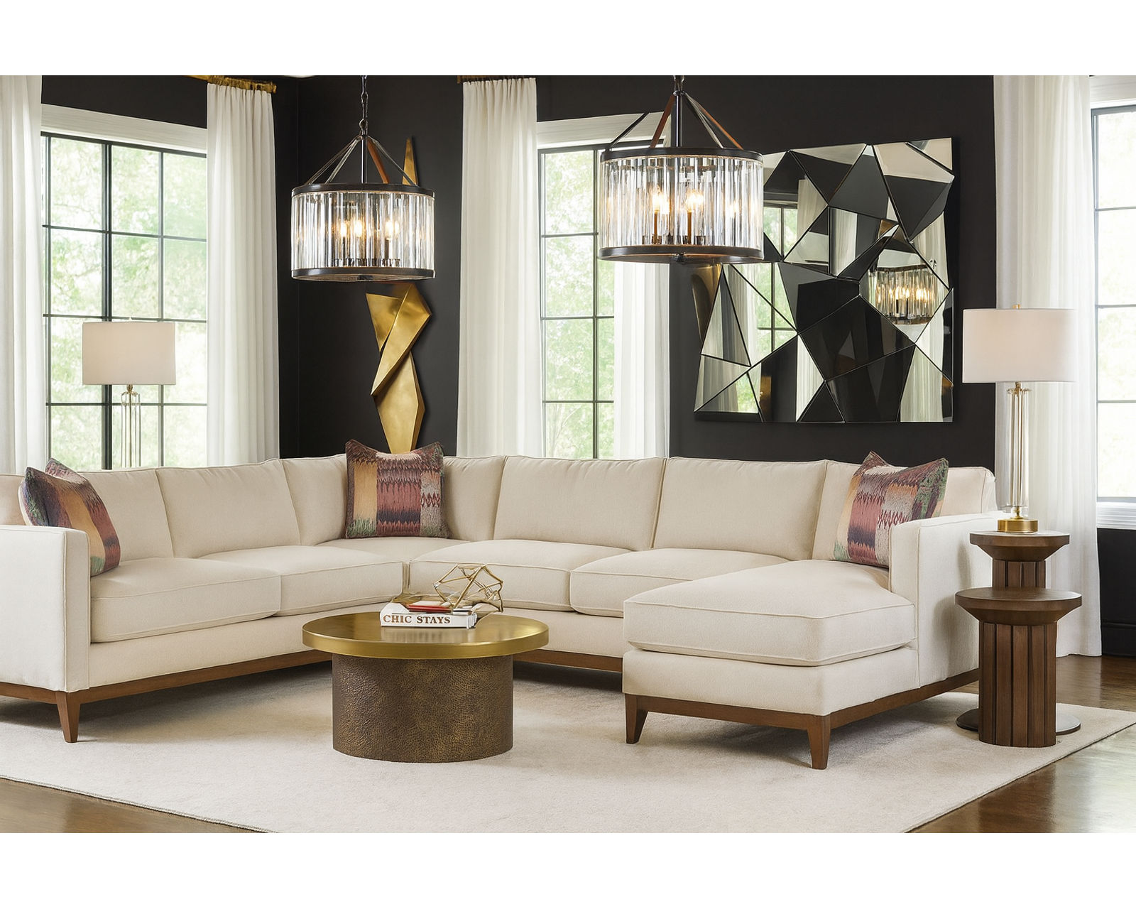 Nolan Four Piece Chaise Sectional (+69 fabrics) - Layout B:  Four Piece Chaise Sectional 122" x 121" x 62"