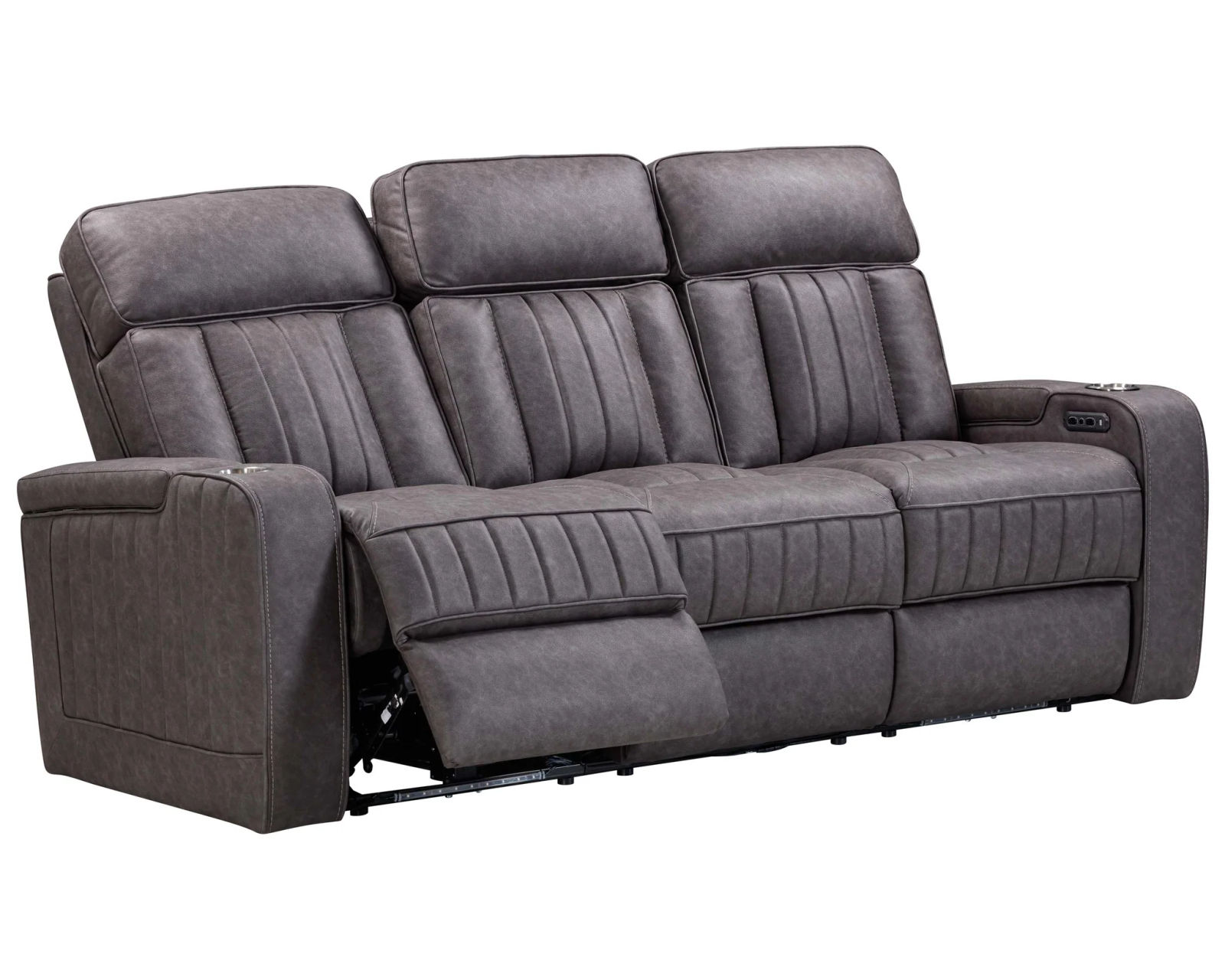 Equinox 85" Power Headrest Power Reclining Sofa w/ Dropdown Table Mercury (In stock - Fast shipping) - Equinox Power Headrest Power Reclining Sofa w/ Center Drop Down Table