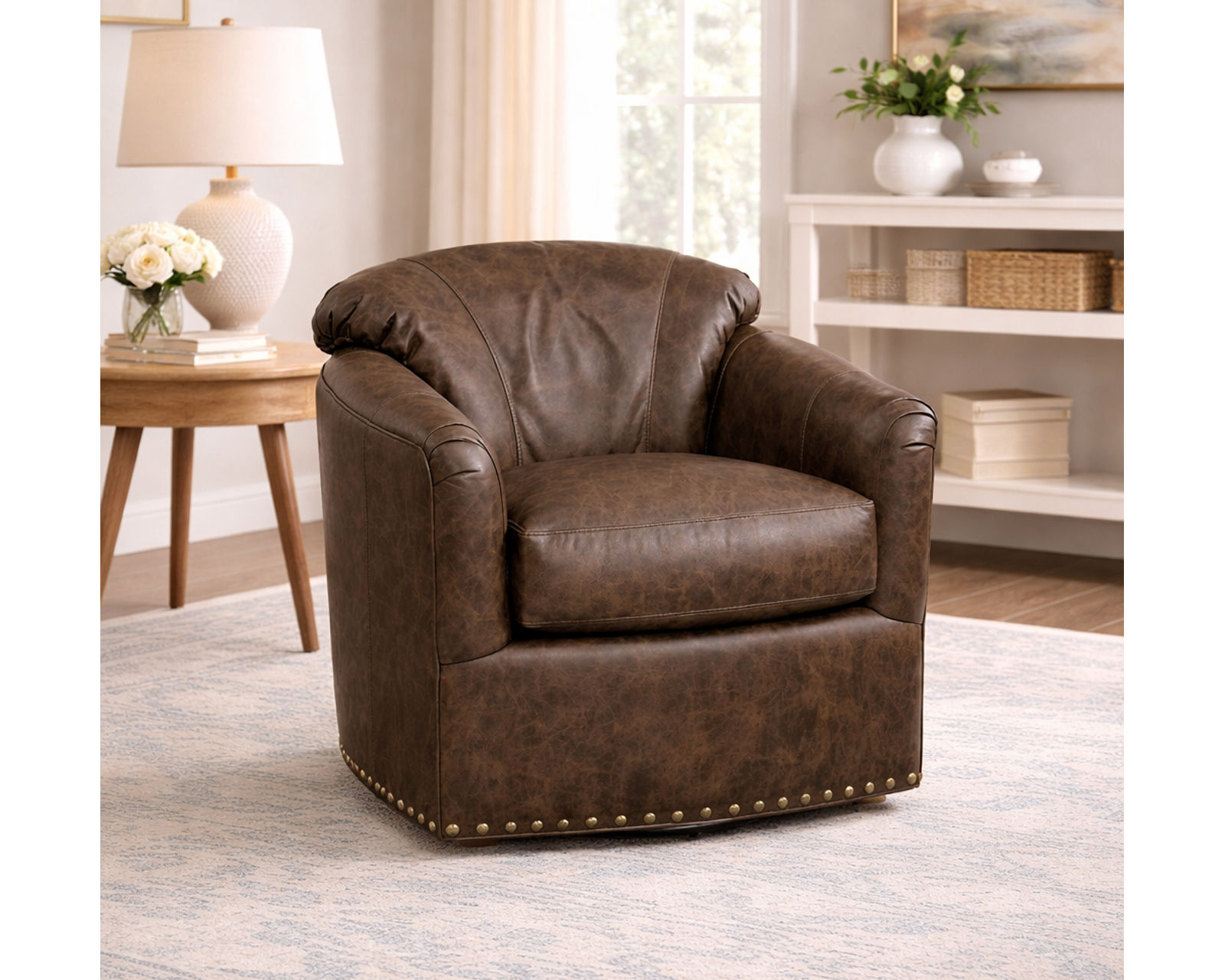 Troy 0403 Leather Swivel Chair (+40 Premium Leathers) - Troy Leather Swivel Chair (swivel glider available)