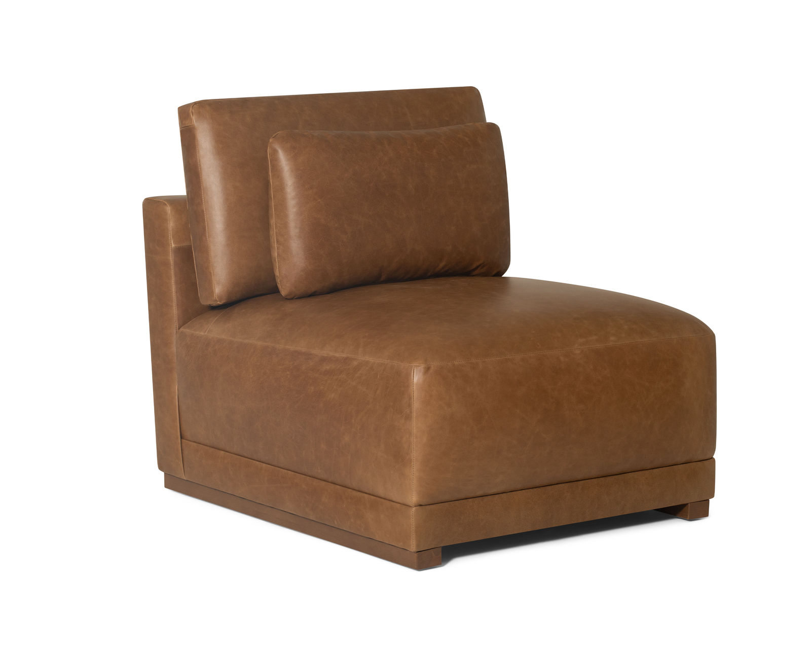 Shea 77646 Stationary Leather Sectional (100+ leathers) - Armless Chair is Fully Upholstered