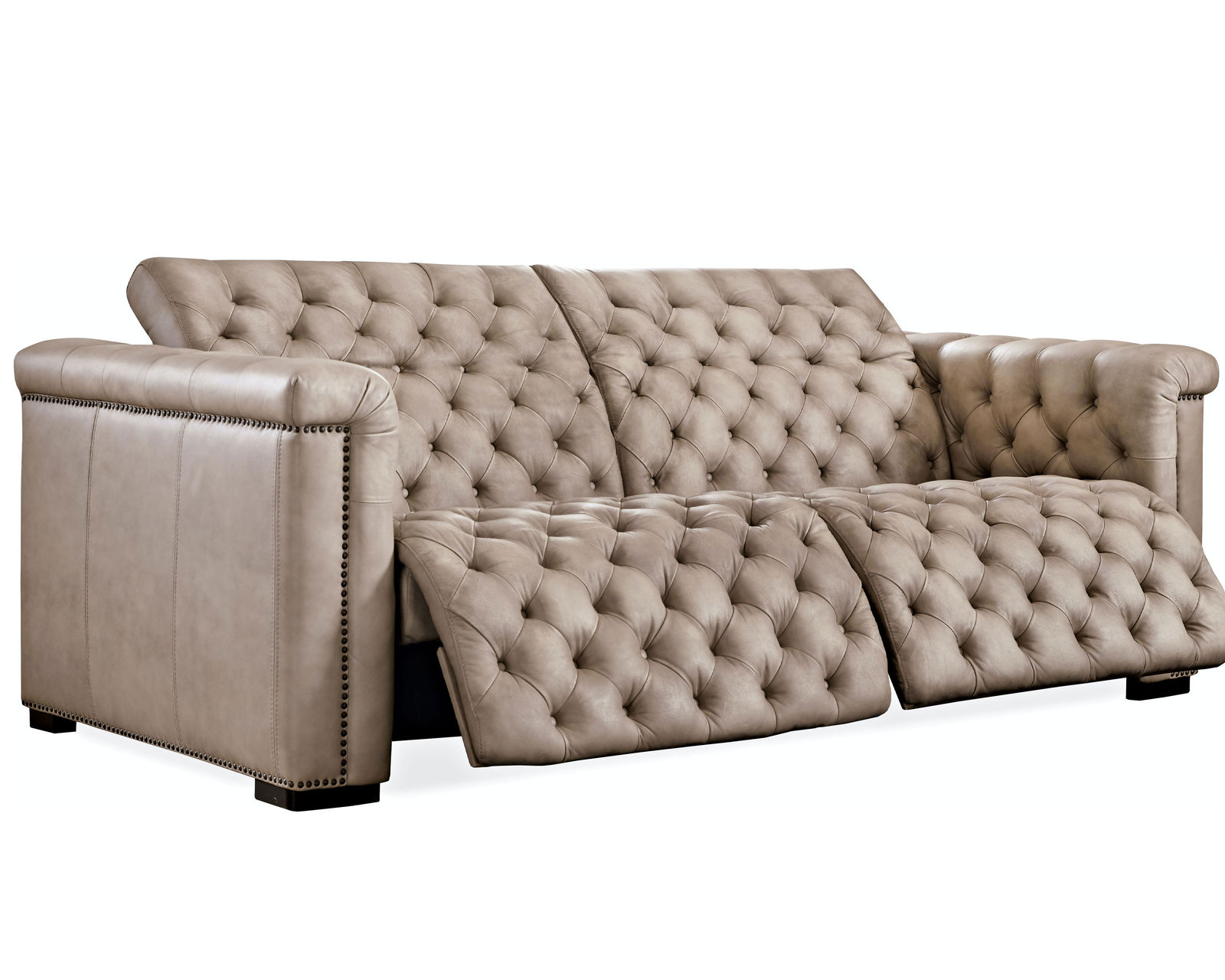 Savion 89" Leather Power Headrest Power Reclining Sofa in Brown