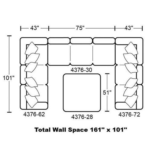 Layout G: Three Piece Sectional (Ottoman not included)101" x 161" x 101"