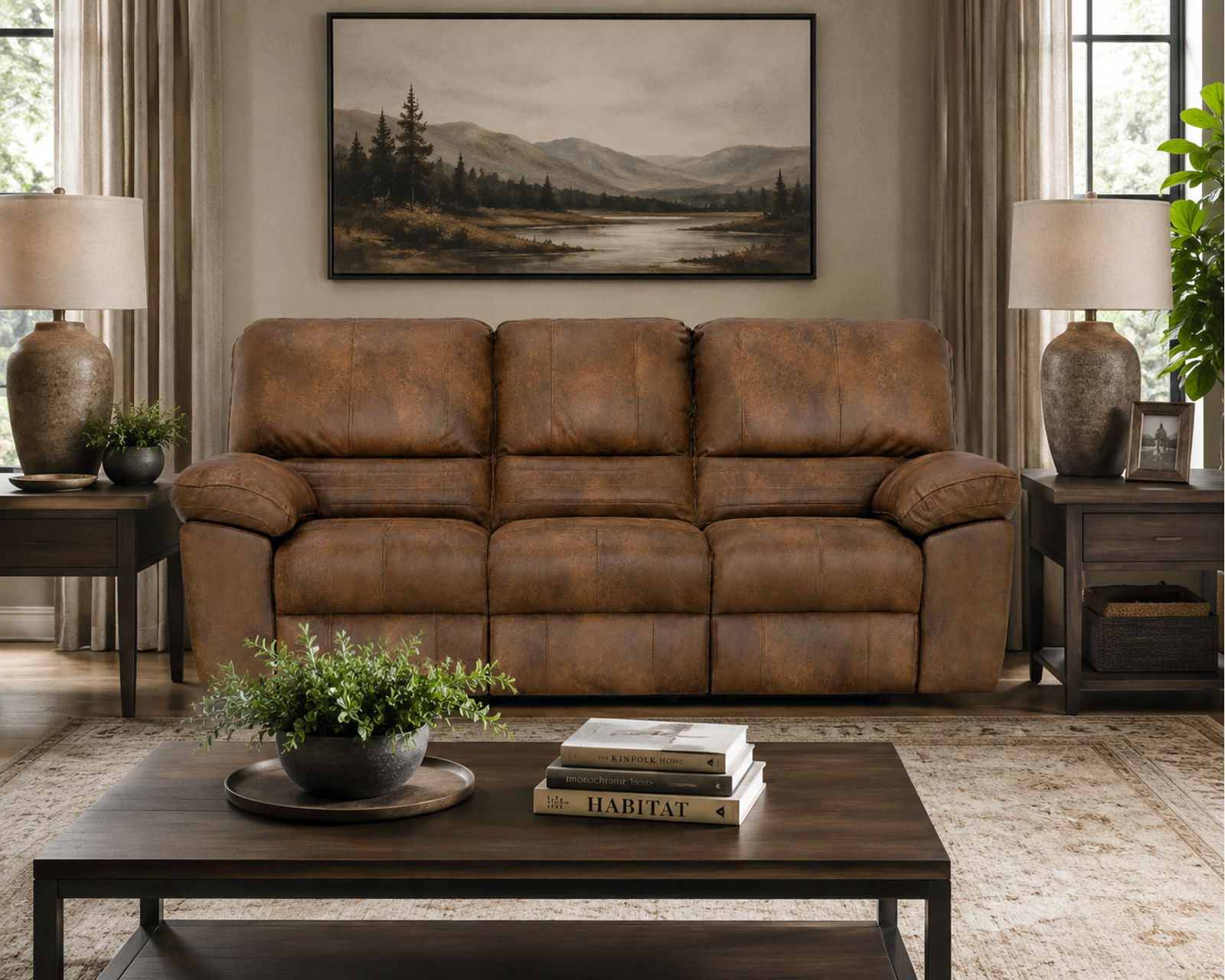 Stetson 91" Lay Flat Reclining Sofa (2 colors) leather like fabric - Your New Favorite Place to Relax.