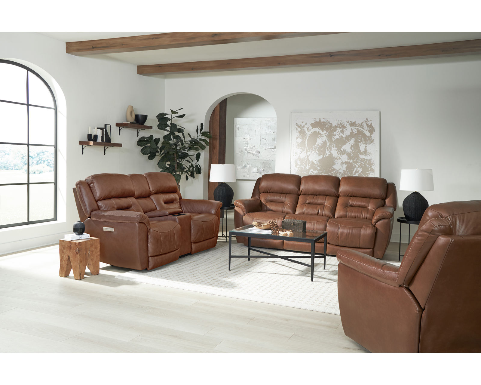 Contender 79" Leather Triple Power Console Reclining Loveseat (In stock) - Contender 79" Triple Power Console Reclining Loveseat