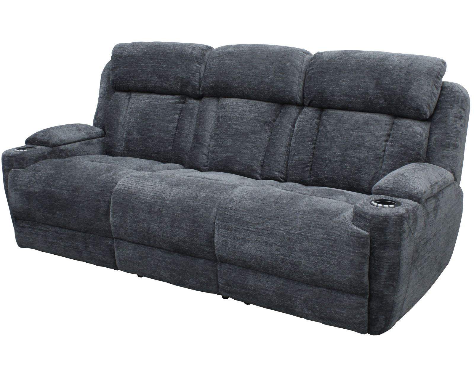 Dalton 89" Power Headrest Power Reclining Sofa with Reading Light and Drop Down Console Charcoal (In stock - Fast shipping) - 	Dalton Power Headrest Power Reclining Console Sofa