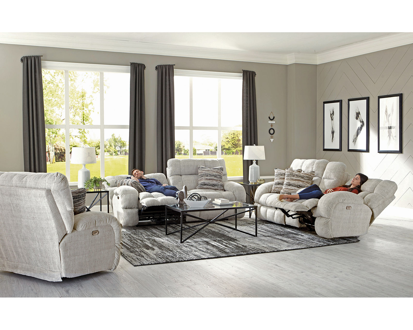 Ashland 93" Power Lay Flat Wide Seat Double Reclining Sofa (two colors) - Stretch Out in Lay Flat Comfort