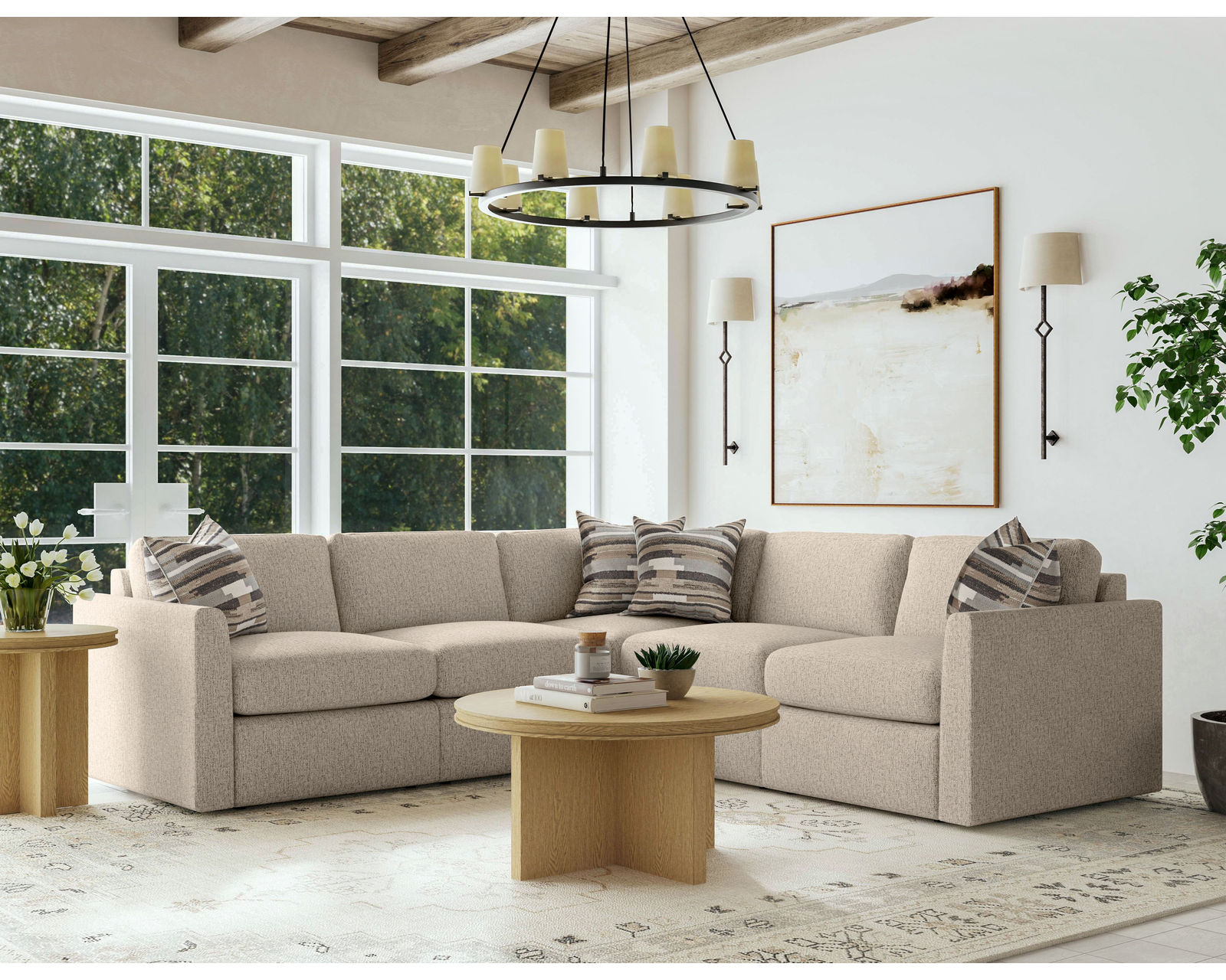 Sky 5512 Sectional (hypoallergenic down-like cushion) +100 fabrics - Layout G: Five Piece Sectional 106" x 106"