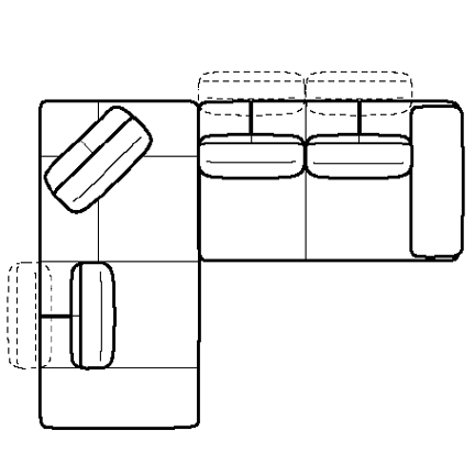 Layout E:Three Piece Sectional 97" x 124"