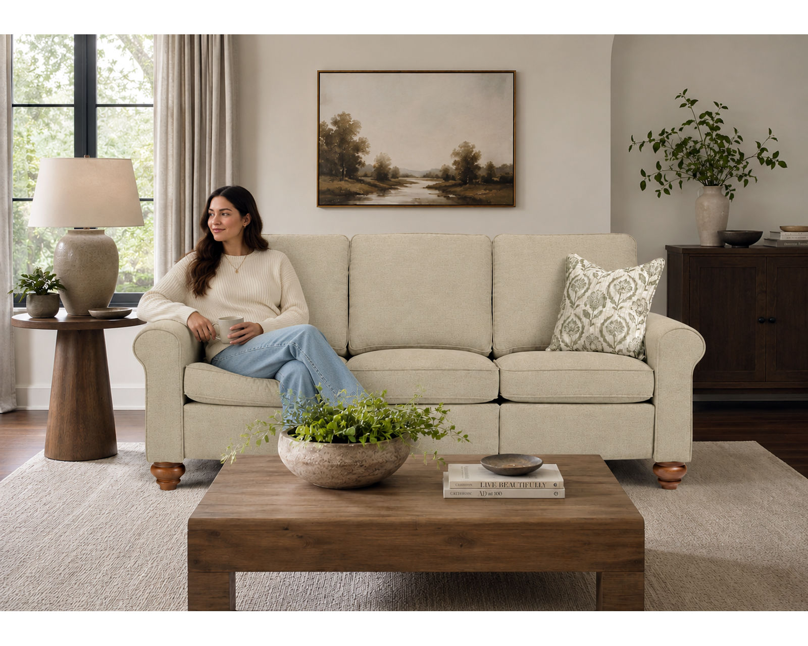 Weston 88" Power Incliner Sofa (+100 fabrics) 3 wood finishes - Confidence in Every Cushion. Quality in Every Detail.