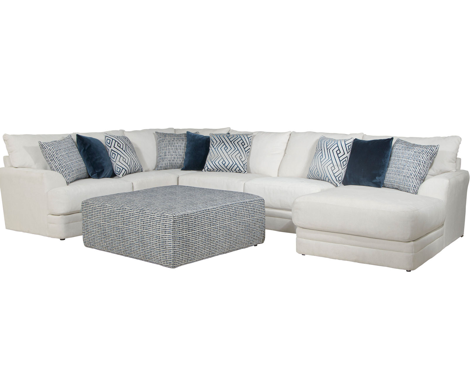 Polaris Modular Sectional (Never Fear Performance Fabric) Includes Pillows - Sectional Layout F:  Cocktail Ottoman Not Included but Available