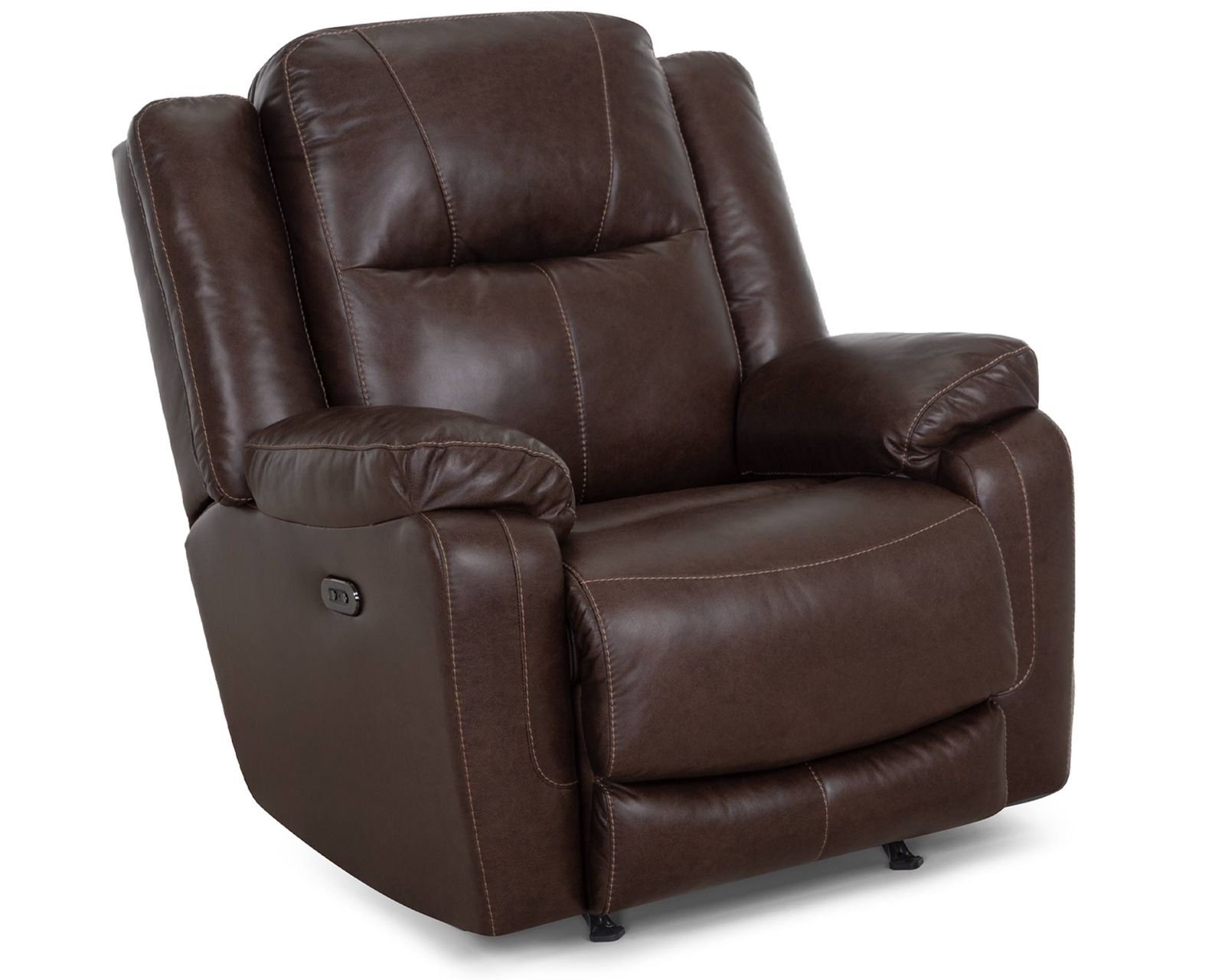 Culver 90" Reclining Sofa with Drop-Down Table & Cupholders Sterling (Leather-Look Style. Plush Comfort. Designed Around the Way You Relax) - Shown in Durable Leather Like Fabric Color Espresso
