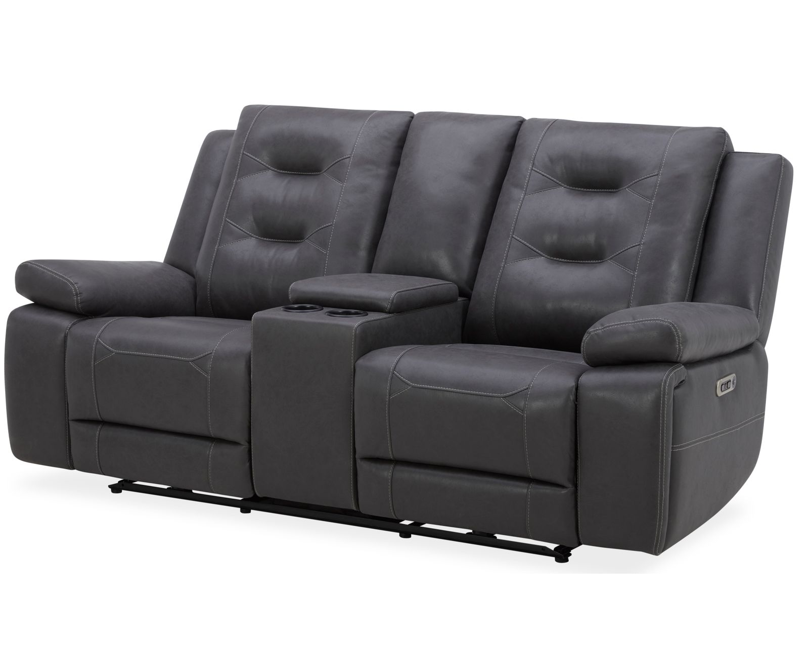 Caldwell 89" Power Reclining Sofa Charcoal (In stock - Fast Shipping) - Caldwell Power Reclining Console Loveseat