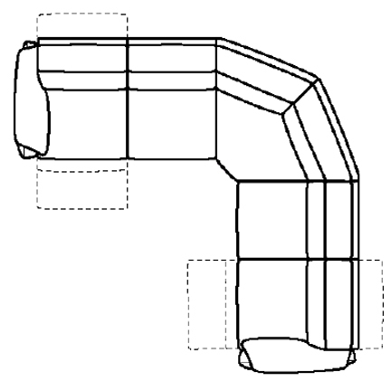 Layout F: Five Piece Reclining Sectional 125" x 125" (2 recliners)