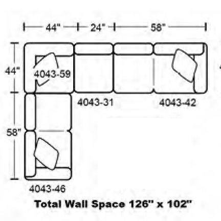 Layout I: Four Piece Sectional 102" x 126"
