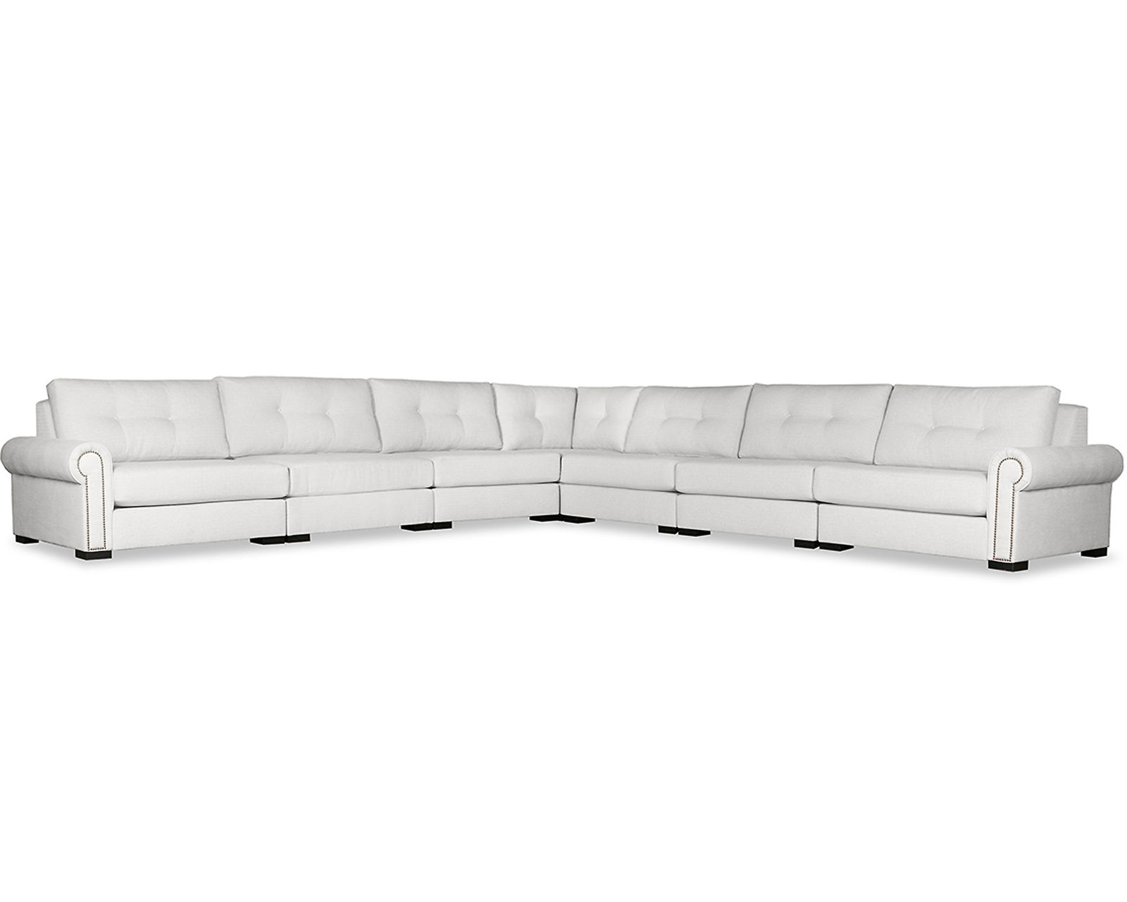  Sylviane Buttoned 7 Pieces Modular Sectional (Choice of Colors) - Sylviane Buttoned 7 Pieces Modular Sectional in White