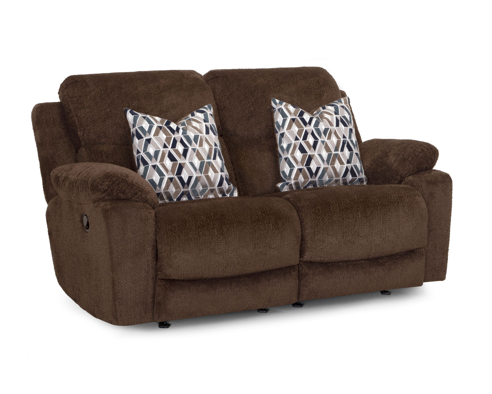 Dayton 87" Reclining Sofa (2 Colors) - Dayton Rocking Reclining Loveseat w/ Pillows in Fudge