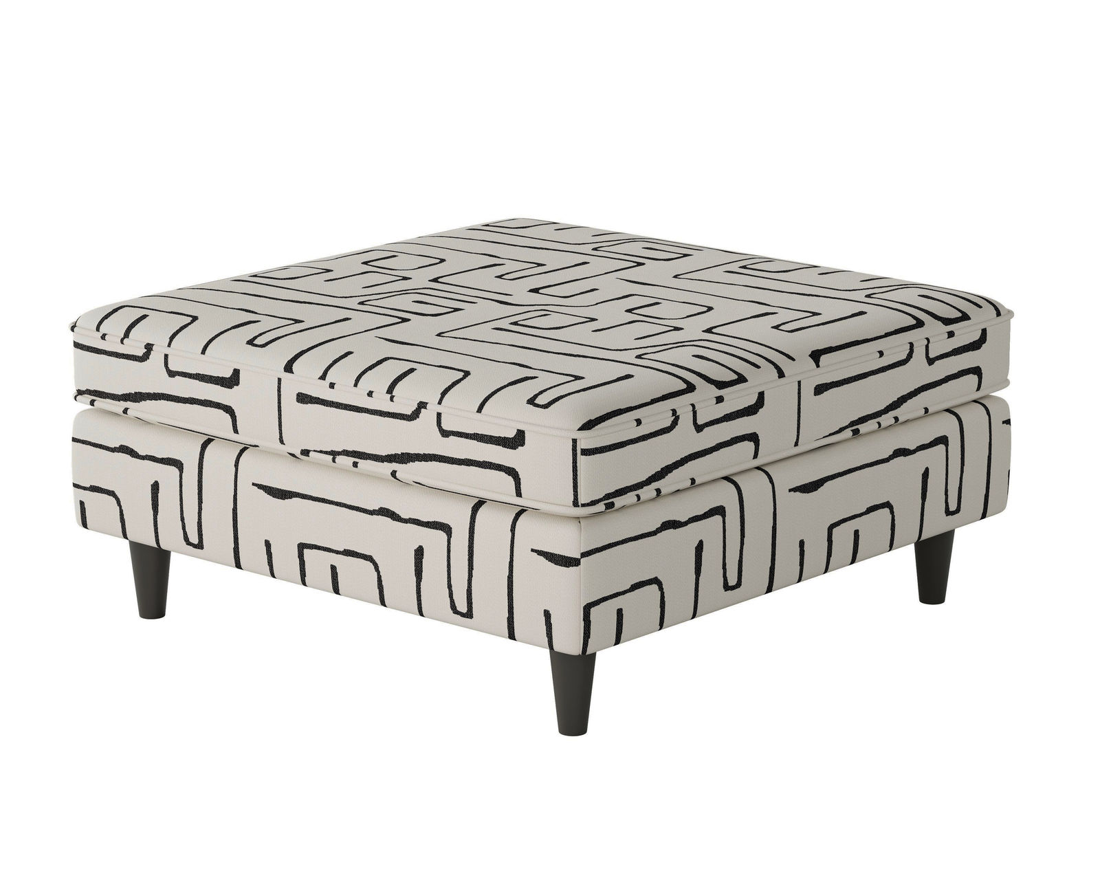 Durango Pewter Two Piece Sectional (includes pillows) - performance fabric 96" x 124" - Fossil Ebony 38" Square Cocktail Ottoman - performance fabric