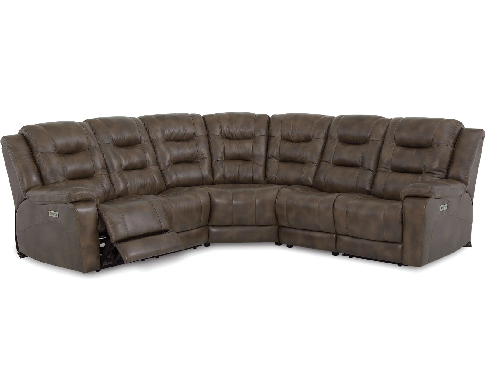 Leighton 41063 Power Headrest Power Reclining Sectional (+100 leathers) - Layout C: Five Piece Sectional 110" x 110" (2 recliners)