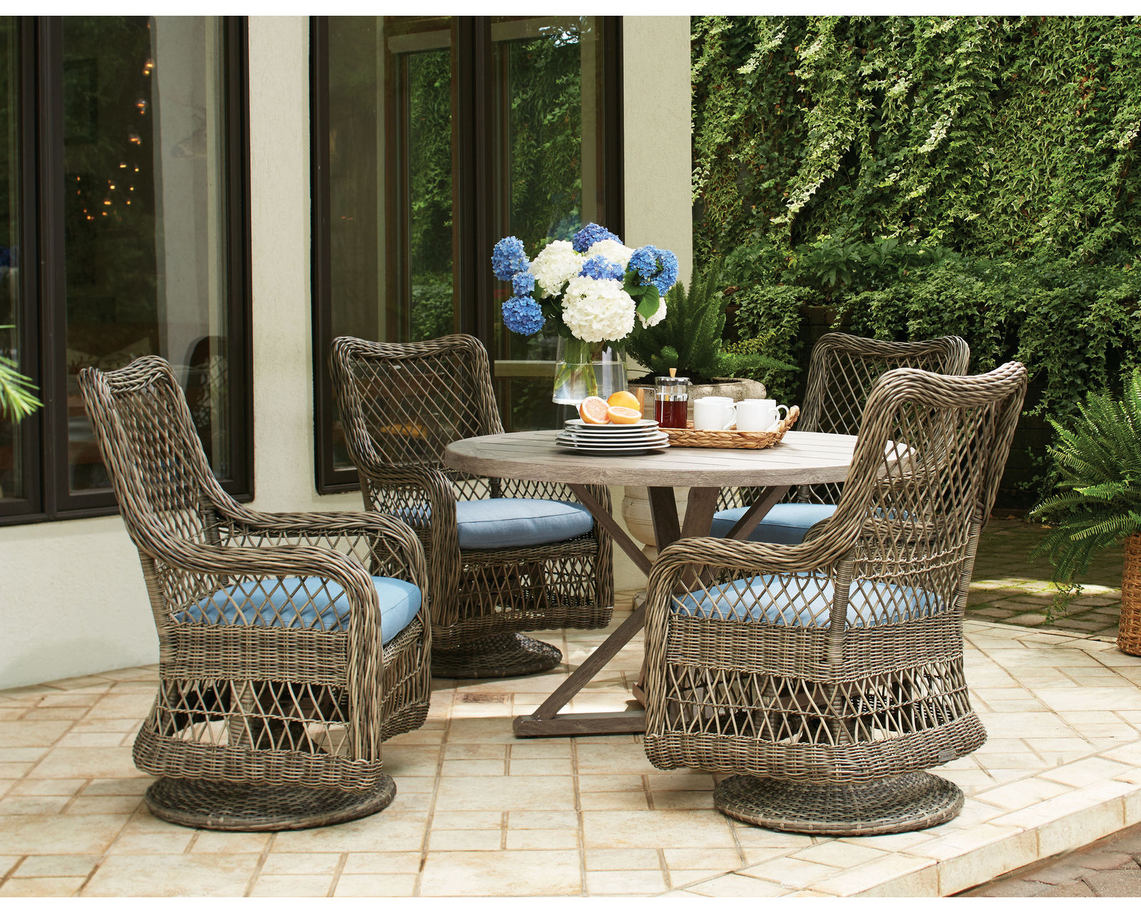Mystic Harbor Swivel Dining Arm Chair (Made to order fabrics)