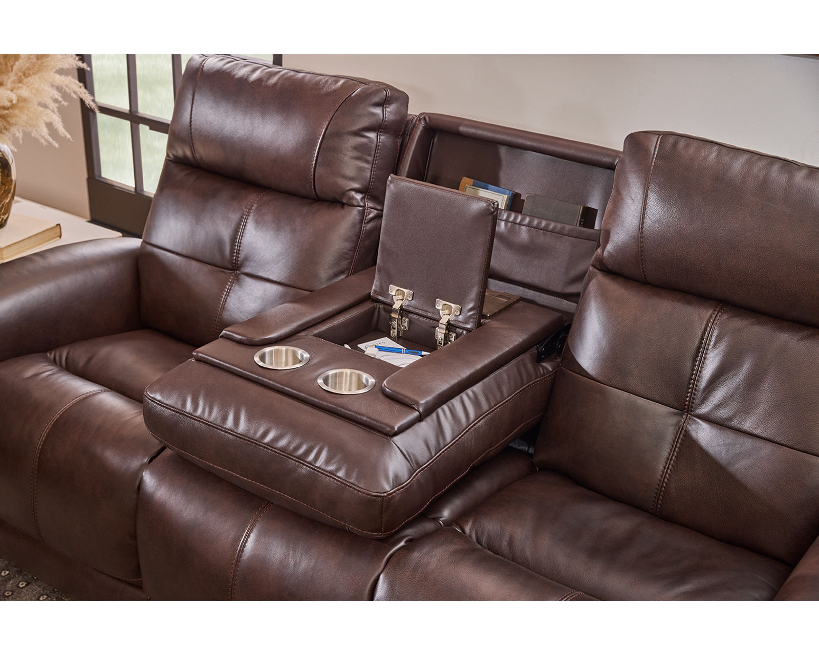 Ranger Triple Power Zero Gravity Reclining Sofa with Heat and Massage (86") 2 colors - In stock - Drop-down back cushion includes two cupholders, LED lights, and wireless charging 