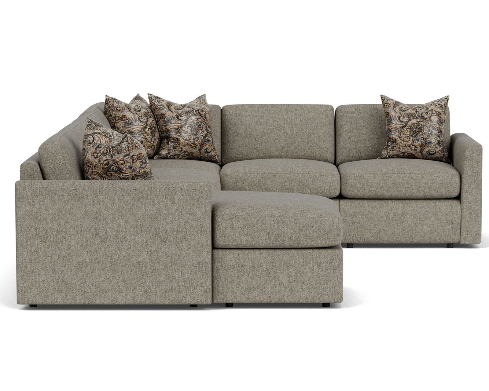 Sky 5512 Sectional (hypoallergenic down-like cushion) +100 fabrics - Layout F: Five Piece Sectional 65" x 136" x 106"