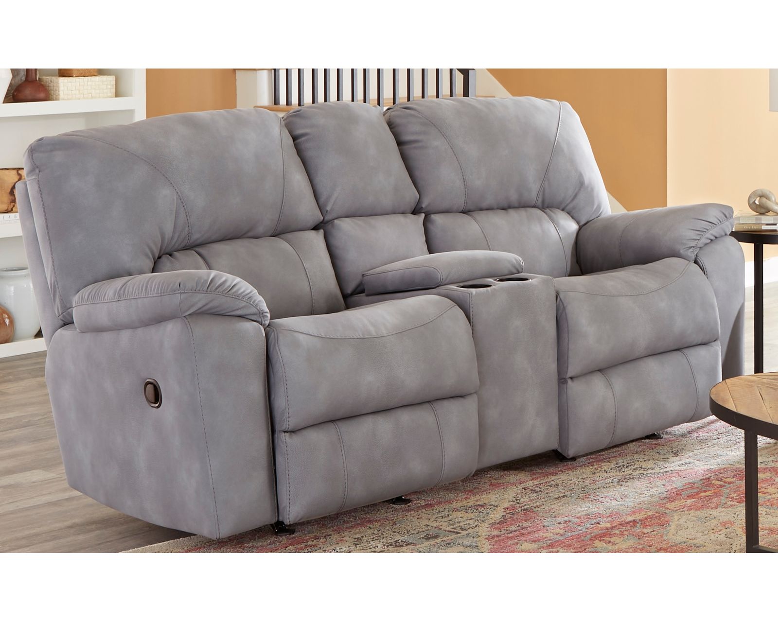 Rhino 81" Rocking Reclining Console Loveseat (In stock) - Rhino 81" Rocking Reclining Console Loveseat