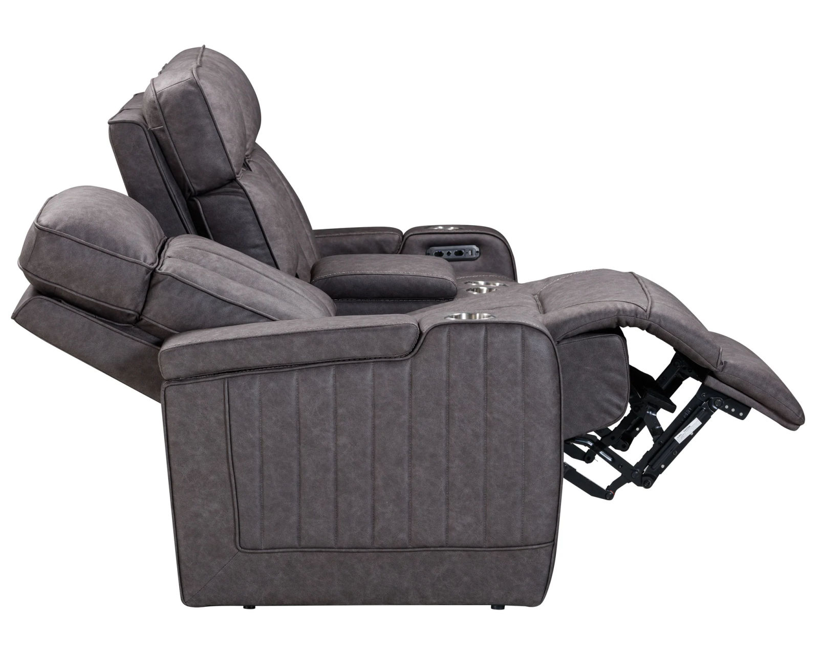 Equinox 85" Power Headrest Power Reclining Sofa w/ Dropdown Table Mercury (In stock - Fast shipping) - Equinox Power Headrest Power Reclining Console Loveseat